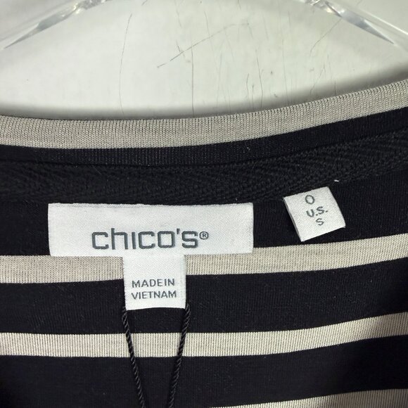 NWT Chico's Zenergy Soft Scuba Stripe Long Sleeve Top Black 0 Size Small NEW - Picture 5 of 10